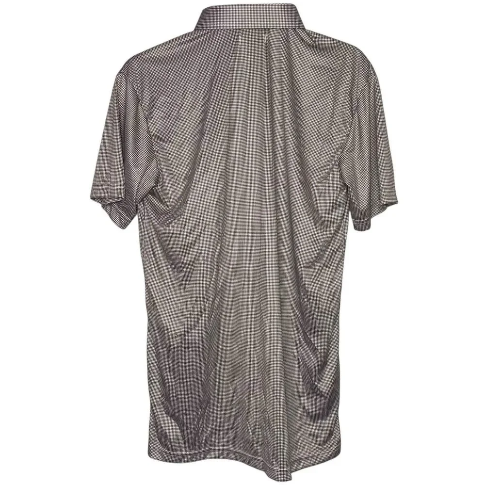 Collars & Co Polo Shirt Mens L Brown Houndstooth Dress Collar Preppy Stretch NWT - Picture 4 of 10